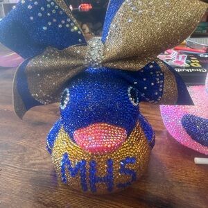 Blue and Gold Rhinestone Duck with Bow